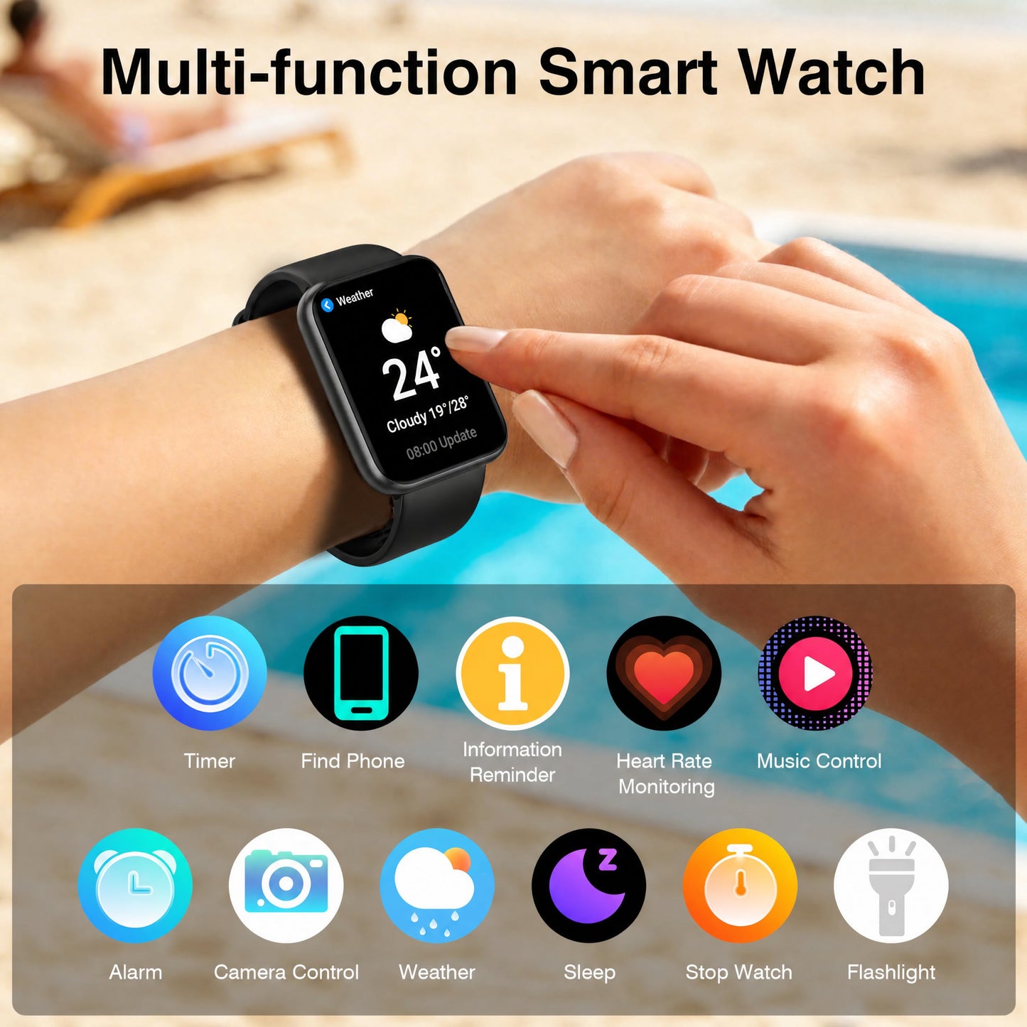Senior Friendly Pedometer Watch, Fitness Tracker Waterproof Step Counter