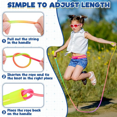 ZATAYE 6 Pack Kids Jump Rope, Colorful Gradient Nylon Skipping Ropes for Children, 7.55FT Adjustable Length, Plastic Handles, Lightweight Jumping Ropes for Schools, Events, and Family Fun