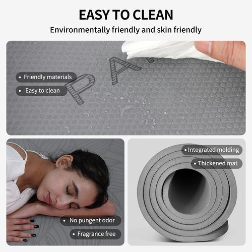 PAIDU Large Yoga Mat-72’x36’x0.4’ Extra Width ＆ Thick,Comfortable,Non-Slip Exercise Mat-Works Great on All Floor for Stretching,Yoga Studio,Gym or Home Workouts (Gray)