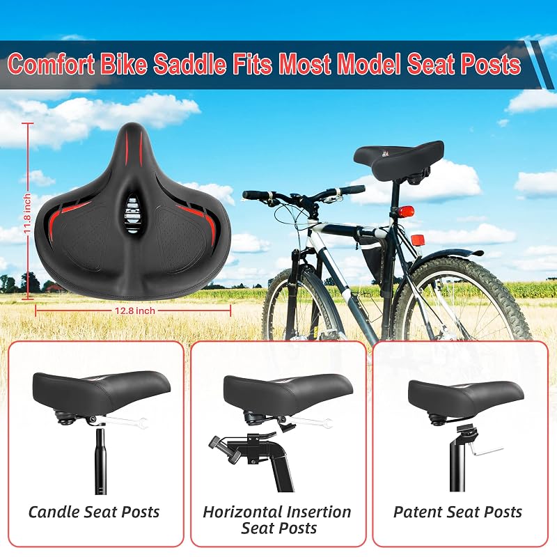 Oversized Bike Seat Cushion for Peloton, Extra Wide - Replacement Saddle (Variation: Oversized Seat Red)