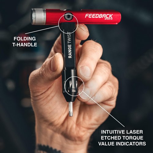 Feedback Sports | Range Twist Torque Wrench (2-8Nm) | Includes 10 Fastener Sizes in 6 S2 Steel Bits | For Bicycle Maintenance and Repair