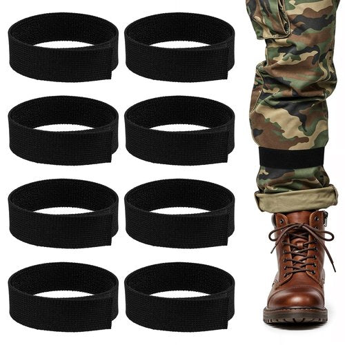 8 PCS Boot Blouser Military, Black Elastic Boot Straps for Cowboy Boots Ankle Strap Boot Bands Boot Snake Bootstraps Adjustable Blousing Straps with Hook and Loop for Hunting Gardening Hiking Cycling