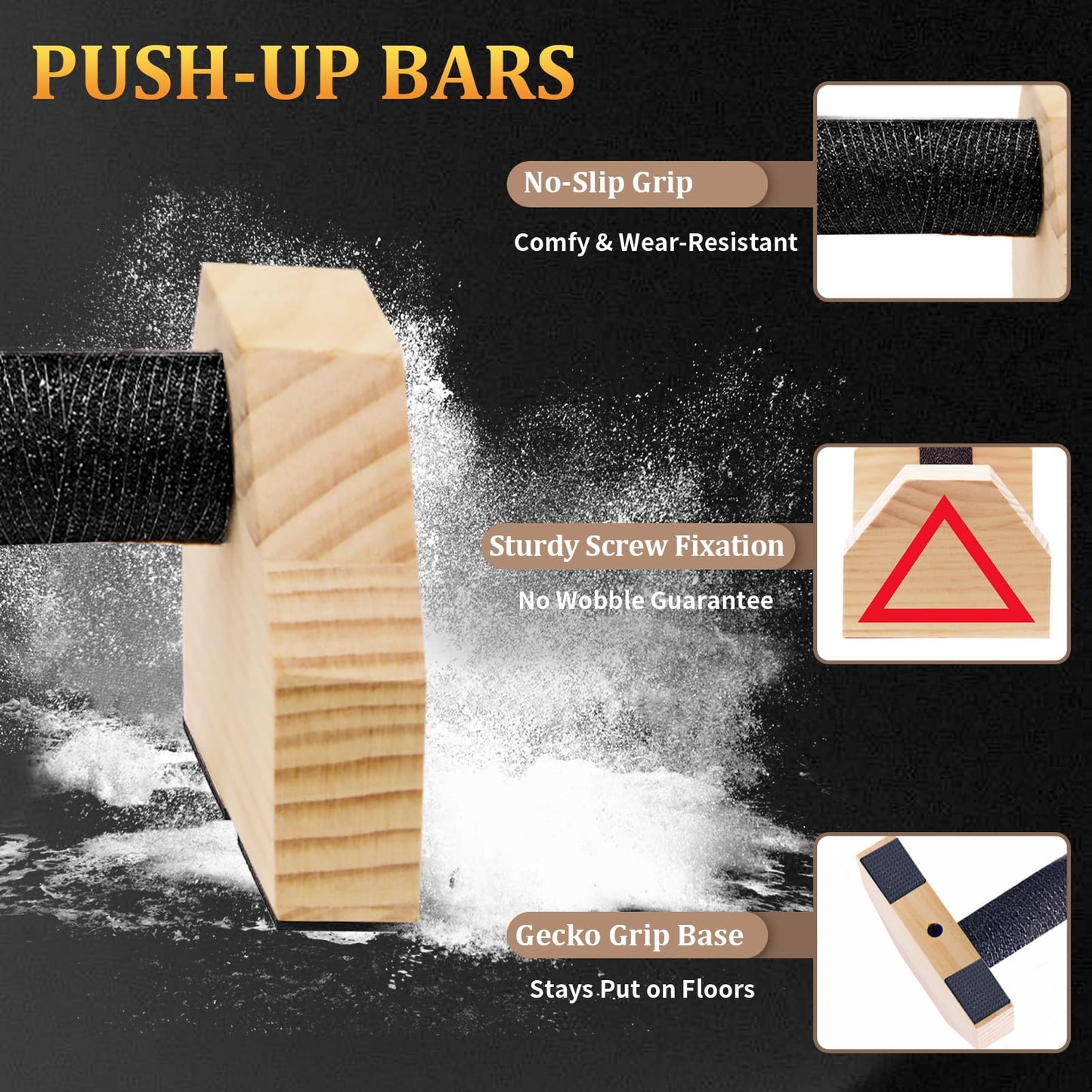Push Up Bars Wooden Parallettes for Calisthenics Equipment, 600lbs Capacity Non-Slip Pushup Stands for Floor, Strength Training Handstand Blocks for Home Gym, Solid Wood Parallettes Bars