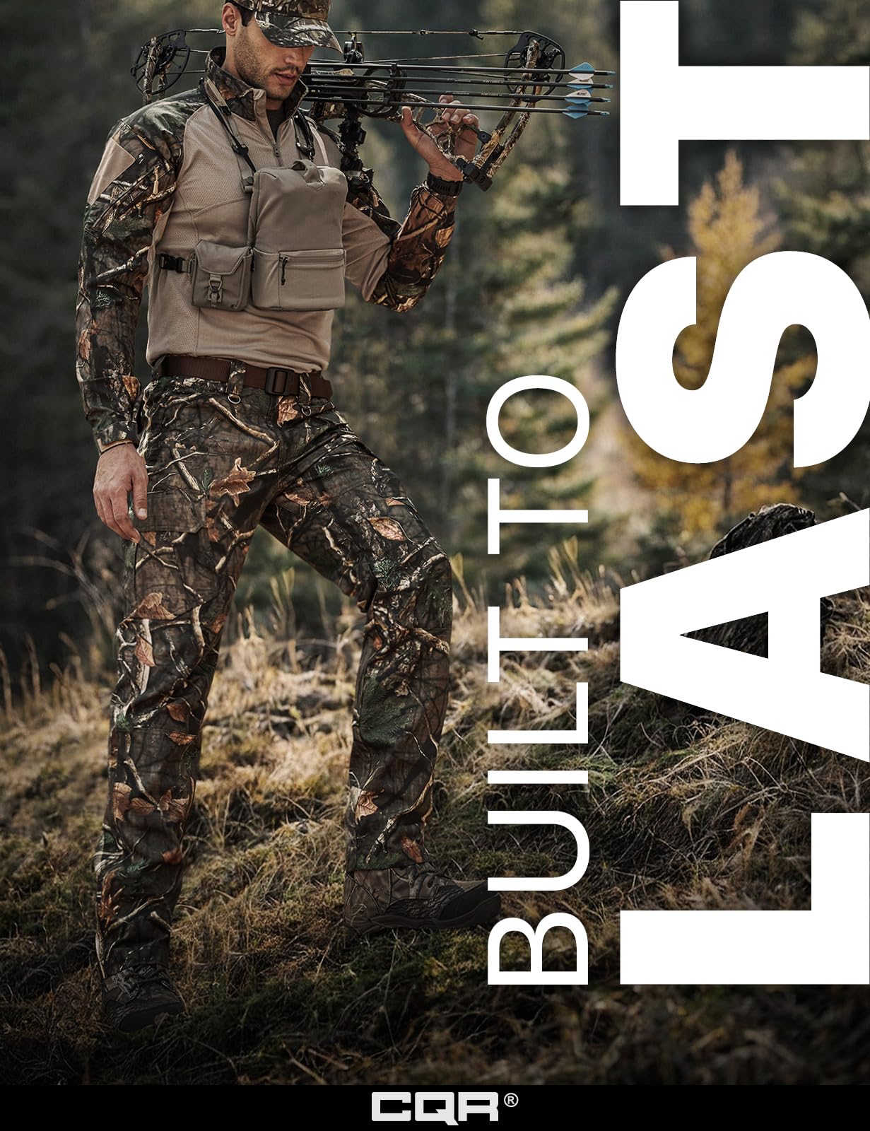 CQR Men's Tactical Pants, Water Resistant Ripstop Cargo Pants, Lightweight EDC Work Hiking Pants, Outdoor Apparel, Duratex Mag Pocket Print Hunting Camo, 40W x 34L