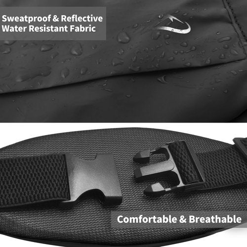 UPTARD Running Fanny Pack Whole Bag Reflective, Running belt for Women &Men,Sweatproof Phone Holder Workout, Running Waist Pack(black)
