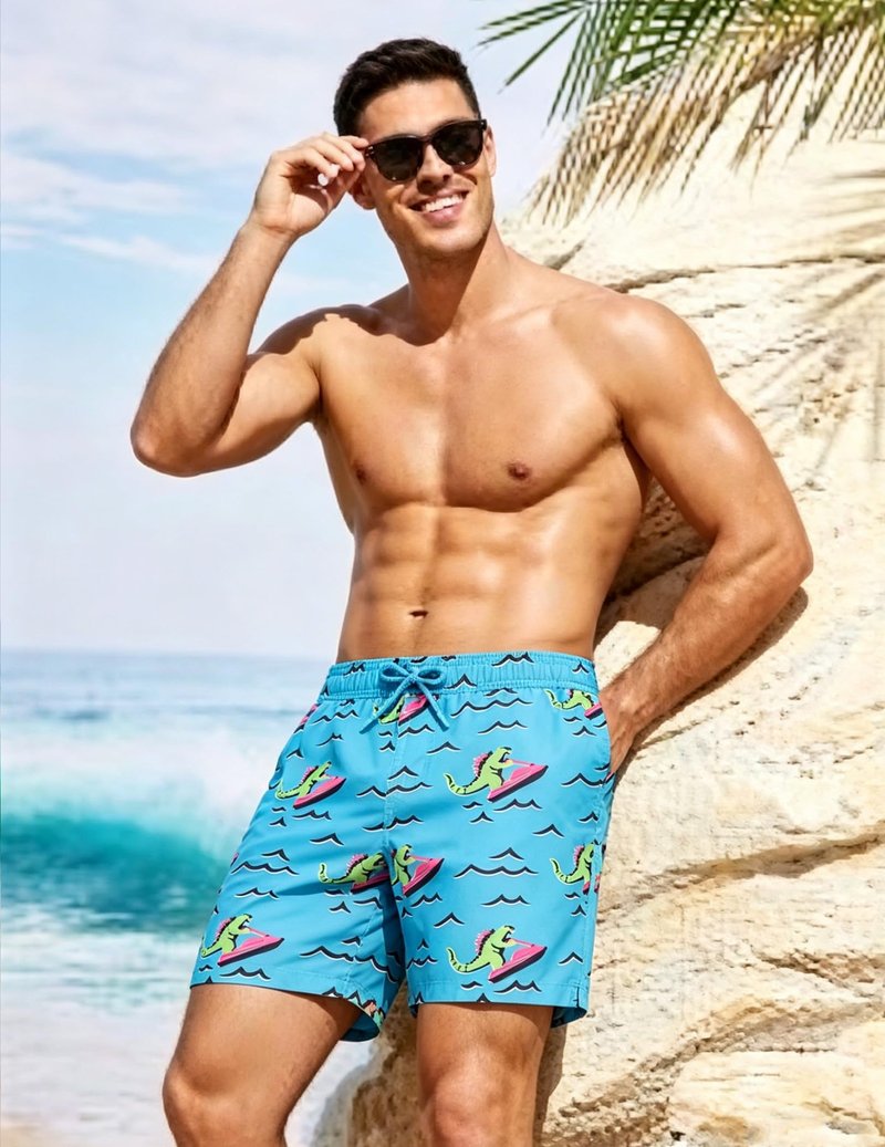 CoozySphere Mens 7 Inch Swim Trunks with Compression Liner and Zipped Pocket Quick Dry Board Shorts Bathing Suit for Beach