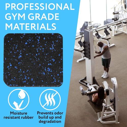 Impresa 6-Pack Exercise Equipment Pads - Workout Mats for Home Gym - 4 x 4 x 0.5 in Rubber Floor Protectors - Anti-Skid Foot Pads for Treadmill Pad & Exercise Bike - Rubber Gym Flooring Shields
