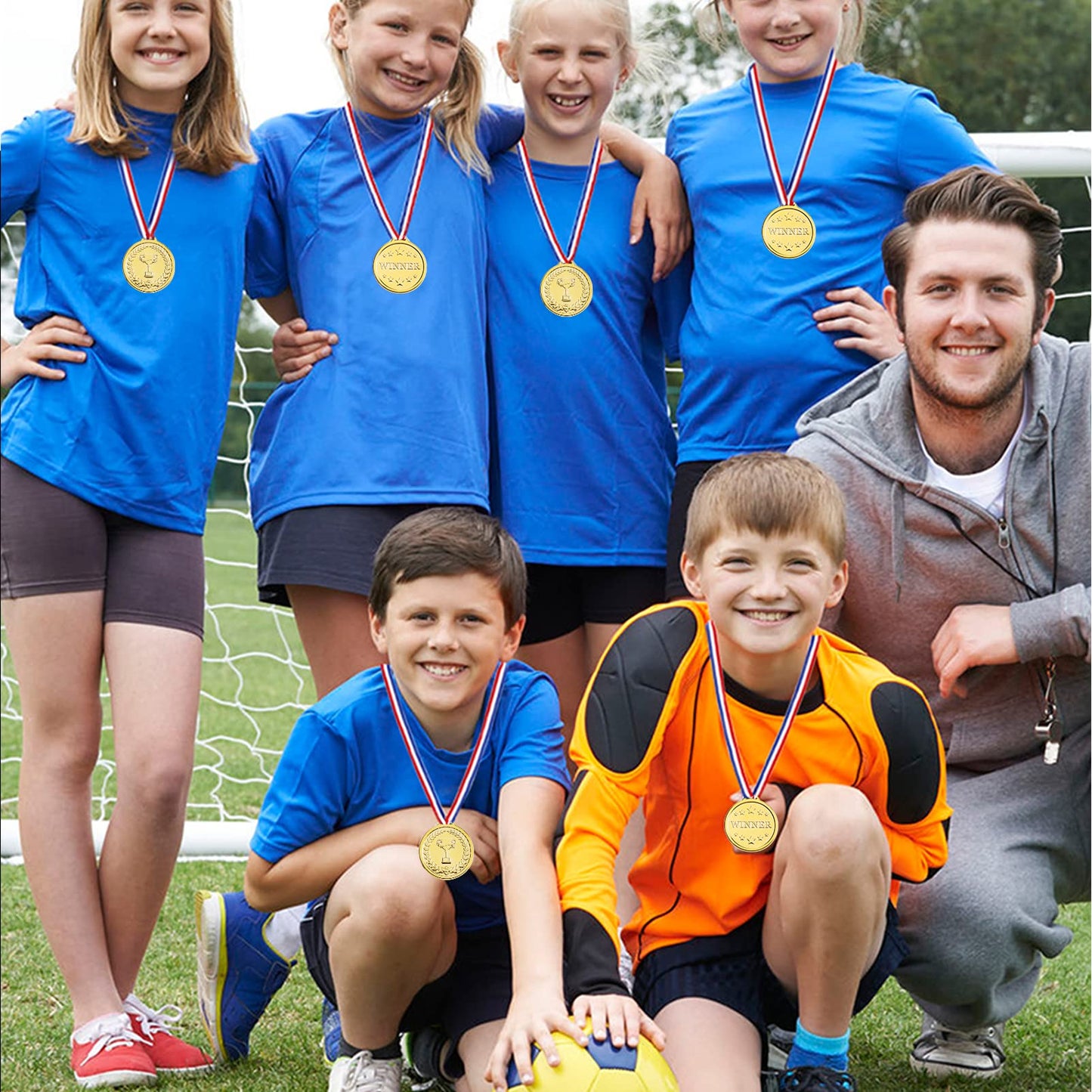 Pllieay 24 Pieces 2 Inch Winner Medals Gold Award Medals Gold Prizes for Sports, Competitions, Party Favors and Awards