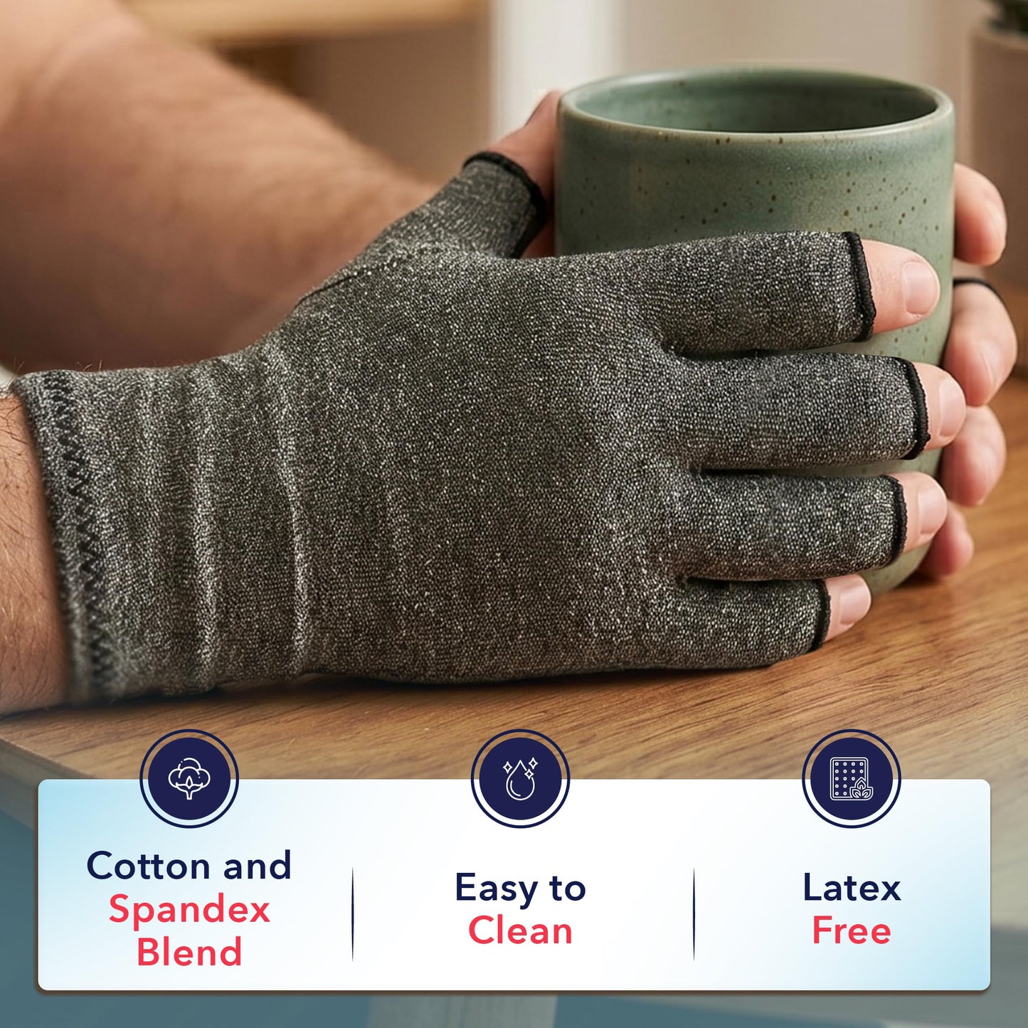 Doctor Developed Compression Gloves for Women and Men, Open-Finger Arthritis Gloves for Carpal Tunnel, Typing & Hand Pain Relief, With Doctor Handbook (Grey, M)