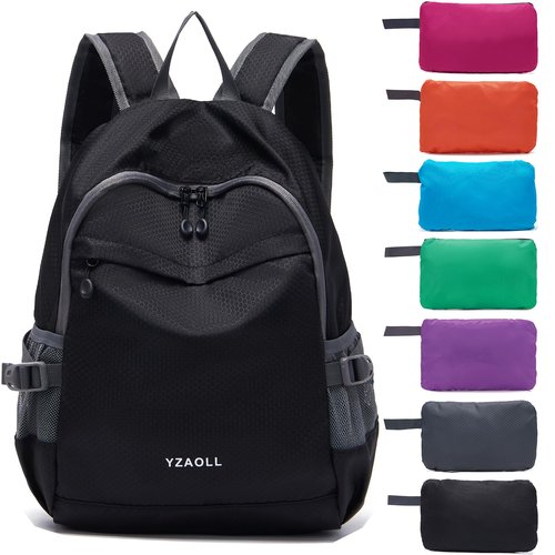 YZAOLL Small Lightweight Packable Hiking Backpack, 20L Hiking Backpack Day Pack for Women Men Travel Camping Vacation,Black