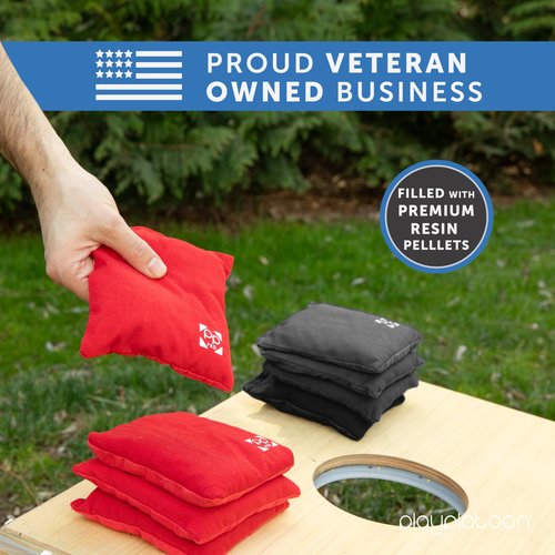 Play Platoon Professional Cornhole Bags - Set of 8 Regulation All Weather Two Sided Improved Bean Bags for Pro Corn Hole Game - 4 Red & 4 Black