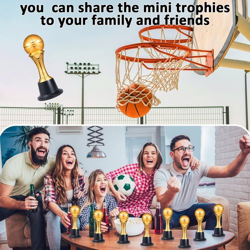 Conderyang 12PCS Small Gold Basketball Trophies 5.8 Inch Trophy Award Basketball Medals for Team Mini Trophies Bulk Championship Game Day Participation Competitions Ceremony Party Favors