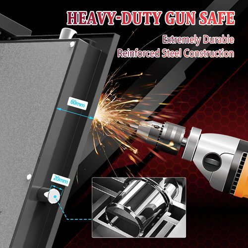 Marcree 10-12 Rifle Safe,Gun Safe for Rifles and Pistols with Fingerprints, Keys and Password, All Metal Gun Cabinet for Home, Gun Safe Biometric with Led Lights, No Assembly Required,Quick Access