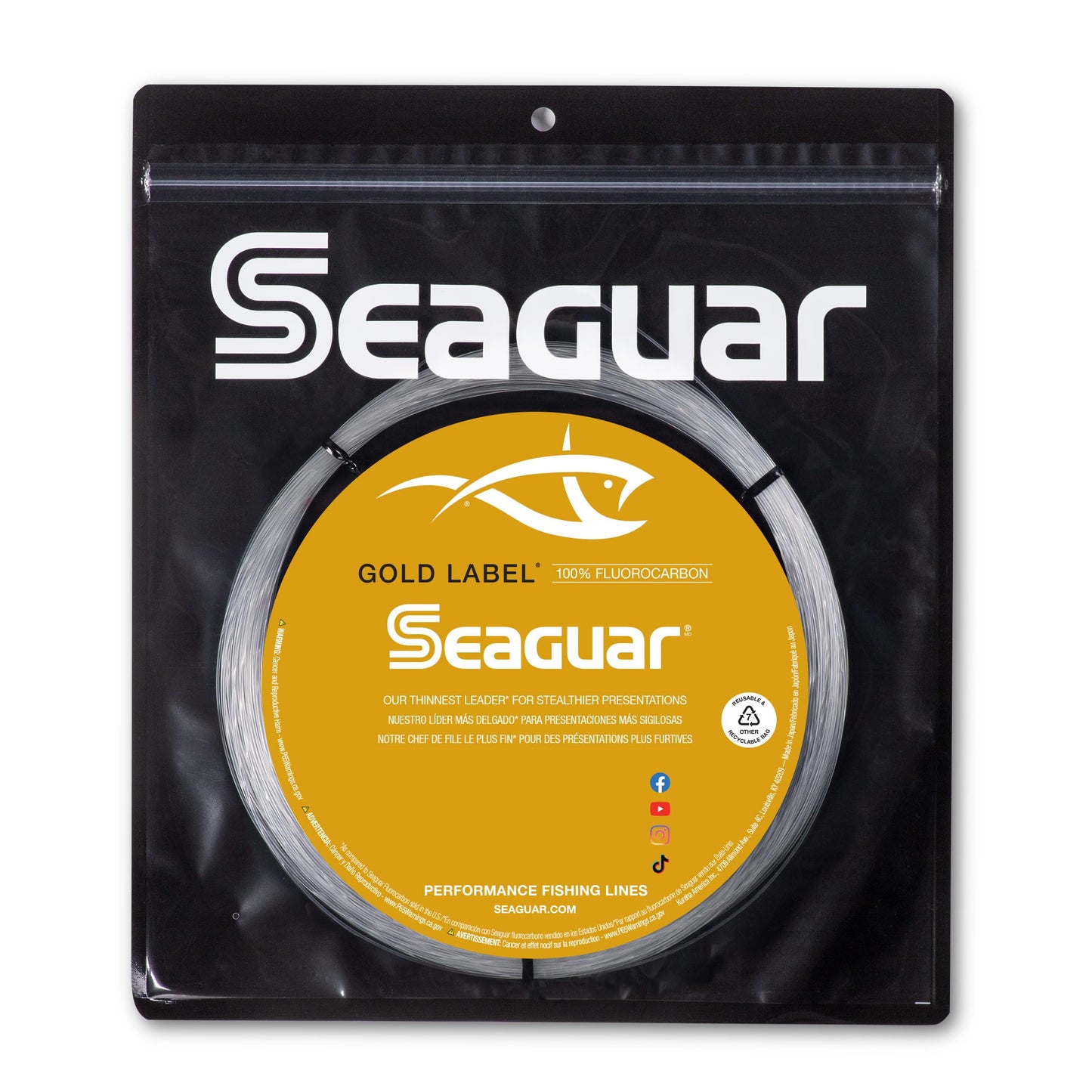 Seaguar Gold Label Big Game 100% Fluorocarbon Fishing Line Leader (Coil), 180lbs, 25 Yards - Break Strength/Length, Clear - 180GL25