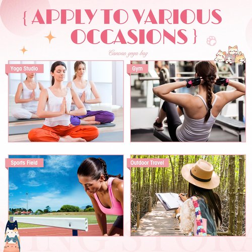 Yeyeplum Yoga Mat Bag Yoga Bags With Shoulder Strap Gym Pocket Sack Long Sports Carrier Tote Exercise Pad Holder For Women Yogi(Cat Pattern)
