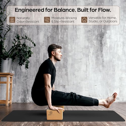 ORW OREN’S Premium Wide Yoga Mat – 72”x26” Natural Rubber Base, PU Grip Top, 4mm Thick – Non-Slip Hot Yoga & Sculpt Mat for Studio & Home Workouts
