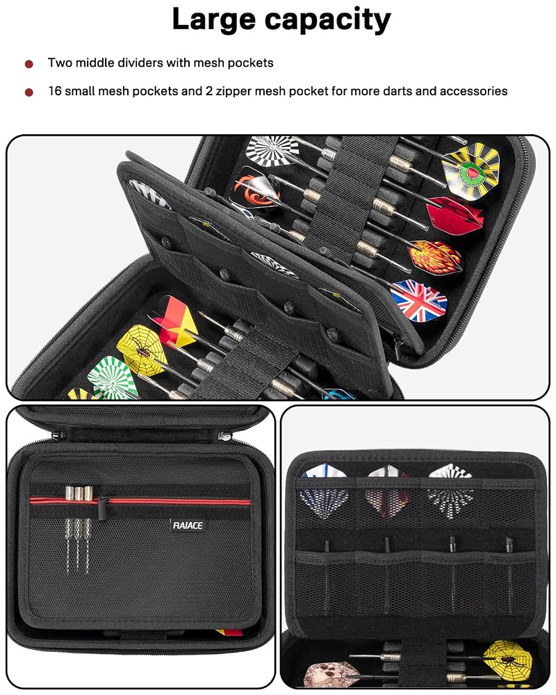 Hard Dart Carrying Case for 6 Steel/Soft Tip Darts (Case Only) – Holds Tips, Shafts & Flights, With 18-Dart Variation