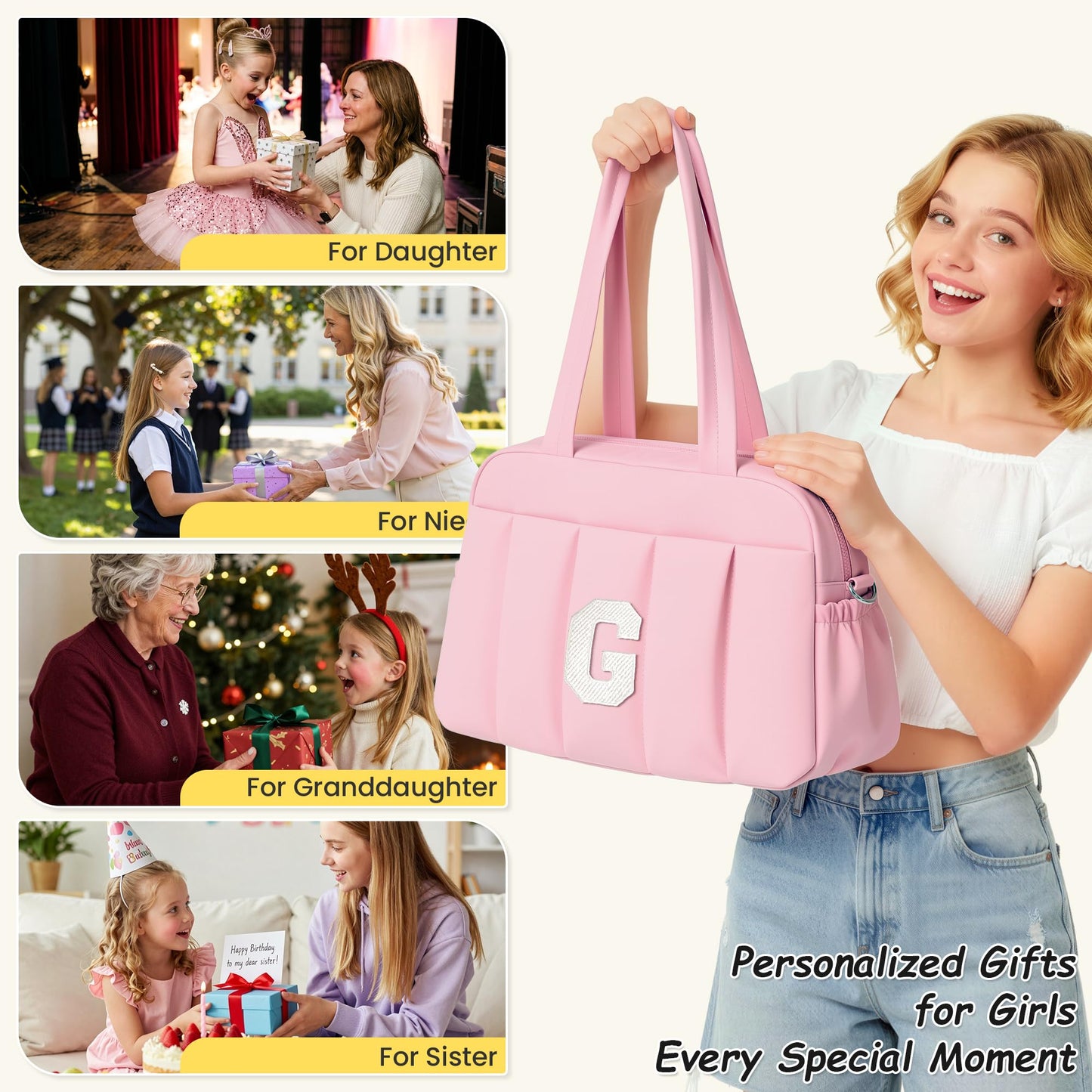 Vogewood Birthday Gifts for Kids-Teen Travel Duffle Bag-Tween Girls Trendy Stuff, Overnight Bag with Wet Pocket，Personalized Bags with Makeup Pouch-Dance Recital Gifts for 8/9/10/12Year Old Girl