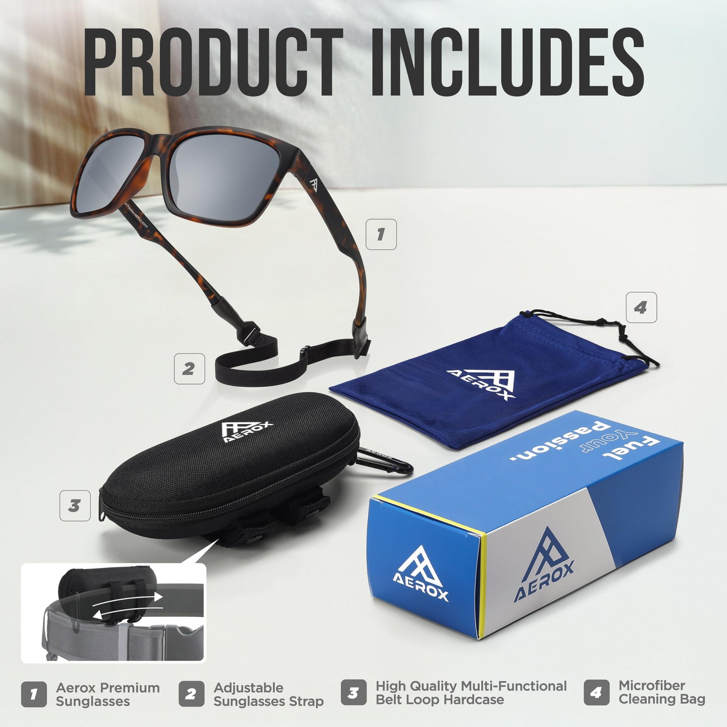 AEROX Polarized Sunglasses for Running, Golf, Fishing, Driving and Cycling - UV Protection Sports Glasses for Men, Women