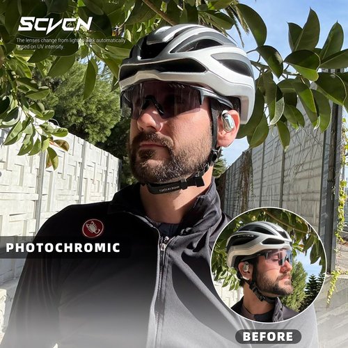 SCVCN Photochromic Cycling Glasses UV400 Protection for Women Men Cycling Glasses TR90 Frame MTB Running Mountain Bike Glasses Riding Baseball Bicycle Driving 01 Black