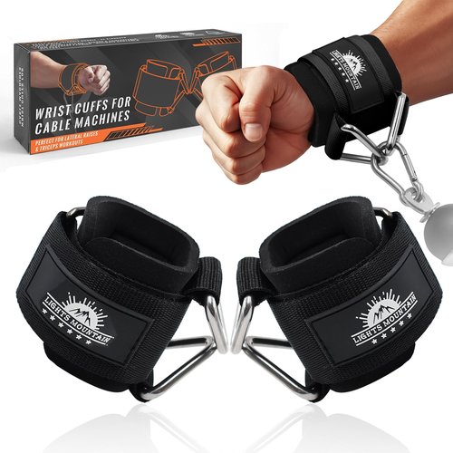 Lights Mountain Wrist Cuffs for Cable Machines – Padded & Adjustable Straps for Lateral Raises, Tricep Pushdowns & Strength Training