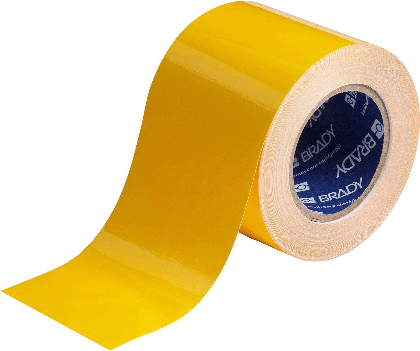 Brady ToughStripe Floor Marking Tape - Yellow, Non-Abrasive Floor Tape - 4" Width, 100' Length for Concrete, Harsh Conditions, Forklift, High Traffic Floors (104372)