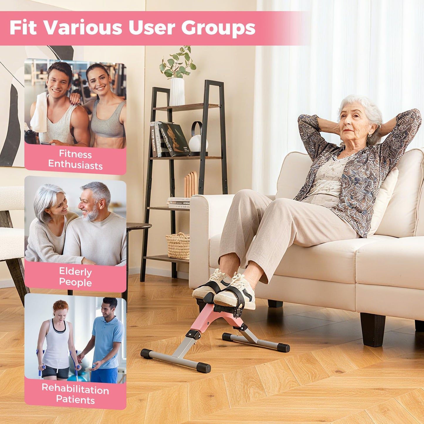 GYMAX Pedal Exerciser, Under Desk Bike Foldable with LCD Display for Arms & Legs Workout, Portable Mini Exercise Bike for Seniors Office Home Fitness