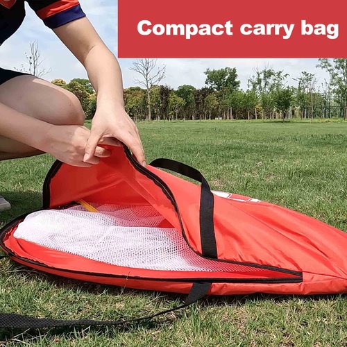 Poray Soccer Goal for Kid Easy-up Set of Two Portable Soccer Net 210D Oxford with 8 Field Marker Cones Extra Stakes Fun for Backyard and Soccer Training (2.5FT Long Red Goal Set)