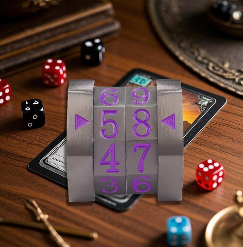 Metal MTG Life Counter, Life Counter MTG, Magic Life Counter Gift Box Packaging Suitable for Board Games, Card Games, Compatible with MTGs and TTRPG(Black Nickel_Purple)