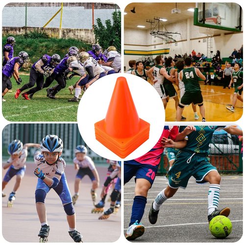 Faswin 40 Pack 7 Inch Traffic Cone, Plastic Soccer Training Cones for Outdoor Activity & Festive Events, Orange