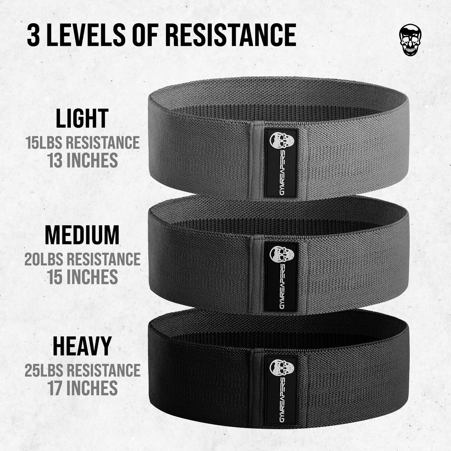 Gymreapers Hip Bands for Booty Workouts | Non Slip Fabric Band Set with 3 Levels - Resistance Bands for Legs & Hip - for Men & Women (Black)