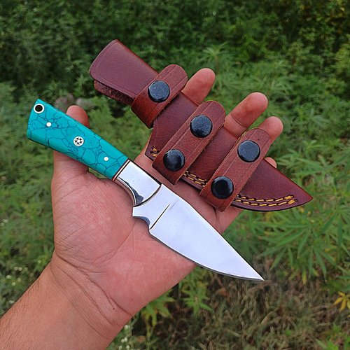 Handmade Edc Small Fixed Blade knife Horizontal Carry Hunting knives for Men, Skinning, Camping Full Tang Knife with Sheath