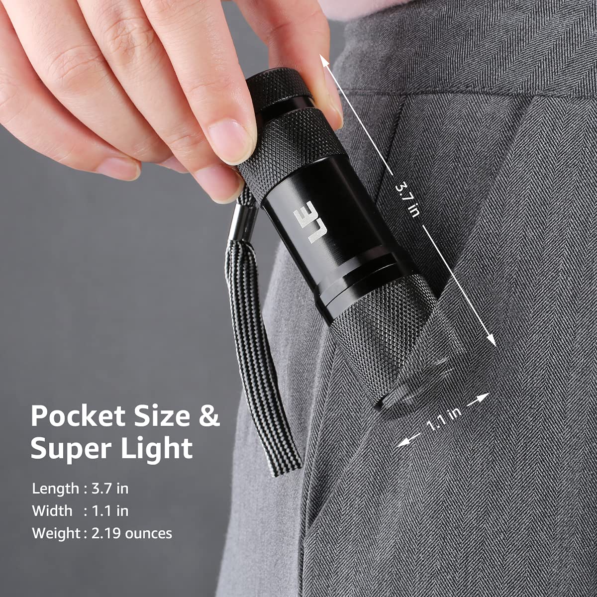 LE Small UV Blacklight Flashlight, Portable Black Light 395nm, Ultraviolet Light Detector for Invisible Ink Pens, Dog Cat Pet Urine Stain, AAA Batteries Included