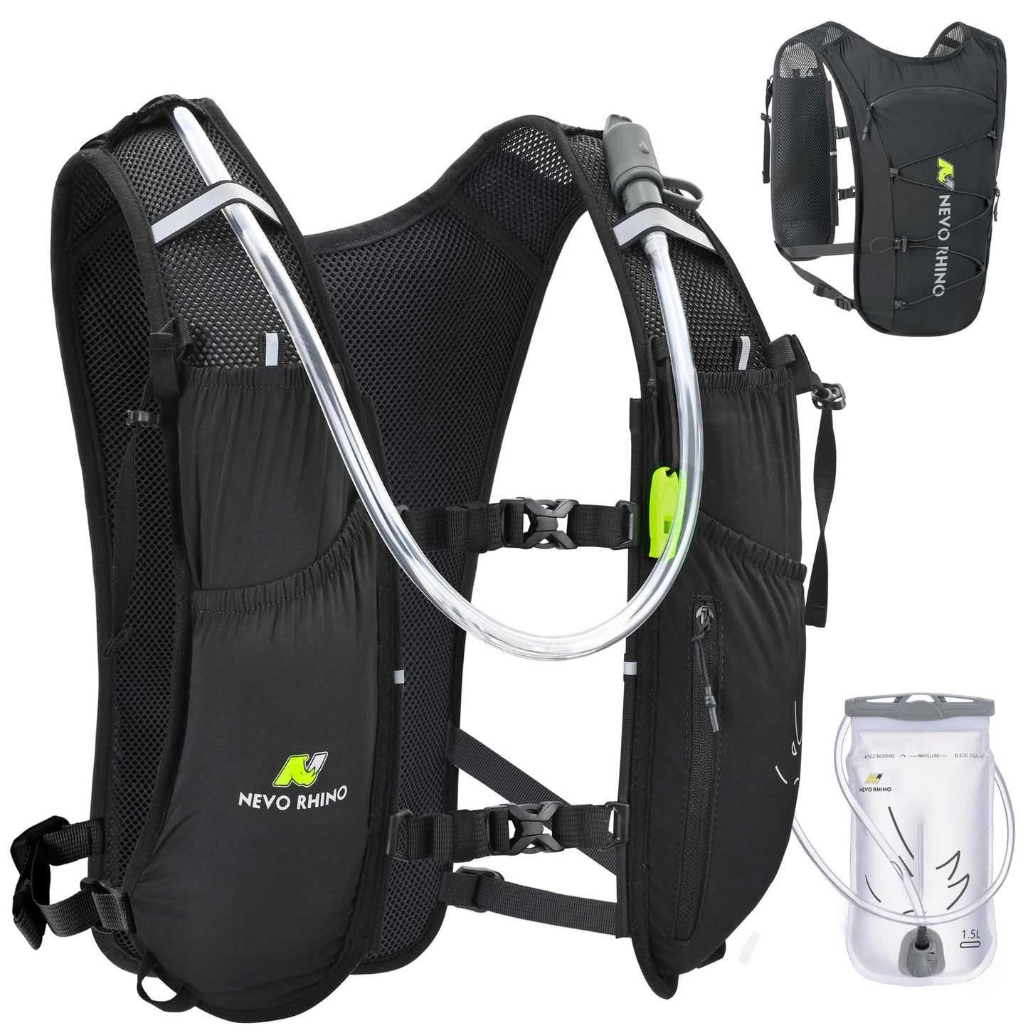 N NEVO RHINO 5.5L Running Vest for Women Men, Lightweight Hydration Vest with 1.5L Water Bladder, Breathable Water Backpack for Hiking Marathon Running