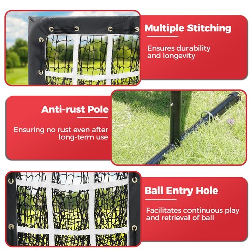 Bearwill Pitching Net, 9 Hole Baseball Softball Pitching Net, Adjustable Pitcher Training Equipment with Throwing Target