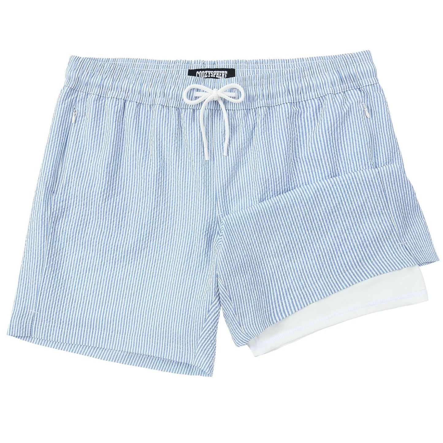 CoozySphere Mens Swim Trunks 5" Quick Dry Beach Shorts Stretch Swimming Trunks Shorts with Compression Lining Zip Pockets L