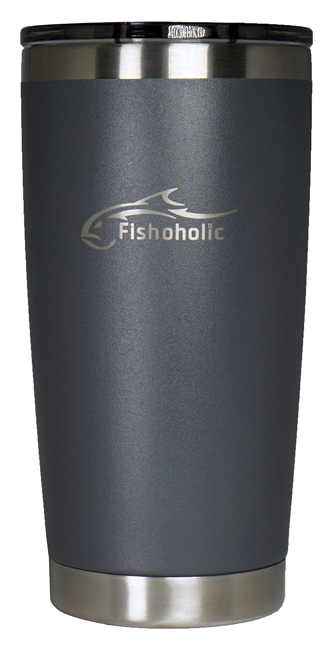 Fishoholic 20oz or 30oz Tumbler w Magnetic Slide Lid for Hot & Cold Drinks, Stainless Steel, Double Wall, Vacuum Insulated, Mug Glass Cup