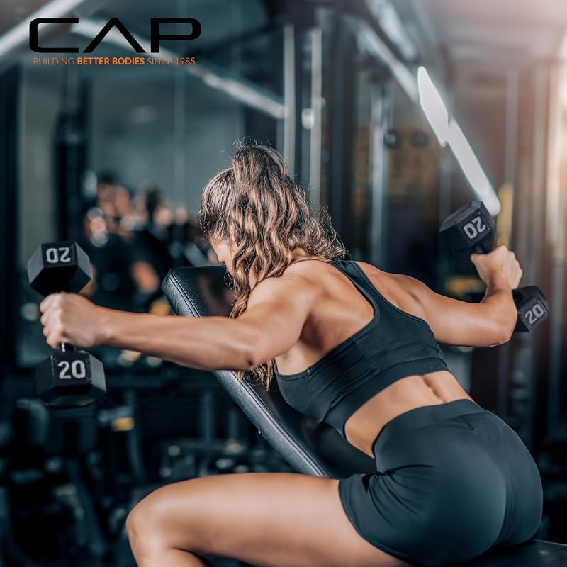25 lb Cast Iron Hex Dumbbell - Single, Anti-Roll Corner, Cap Brand