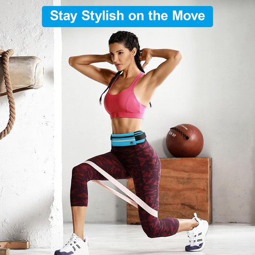 Slim Running Belt Fanny Pack for Men and Women, Adjustable Waist Pack Phone Holder for All Phones, Runners Pouch for Workout, Jogging, Travel, Money Belt and Fitness Accessories Blue
