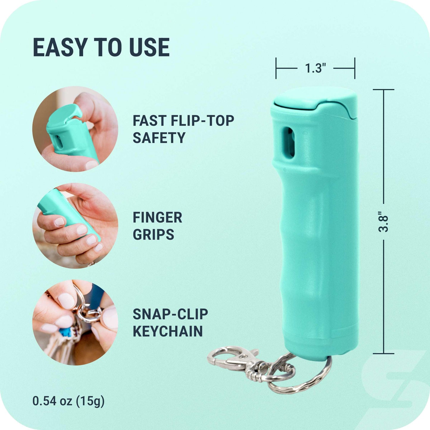 SABRE Pepper Gel Spray with Fast Flip Top Safety & Snap‑Clip Keychain for Self Defense - Max Strength with UV Dye, Finger Grip, Reduces Wind Blowback,10-Sec Spray,14ft Range, Made in USA, 0.54 fl oz