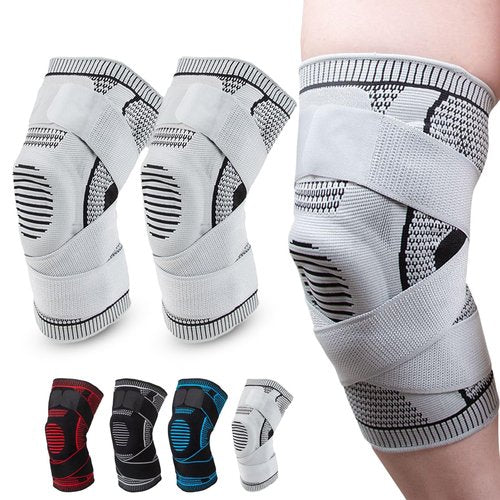 YYHIRFS Motian Max Knee Pro, Motion Knee Pro, Knees Support - Compression Knees Brace for Women & Men with Adjustable Straps, One Pair (Grey,M)