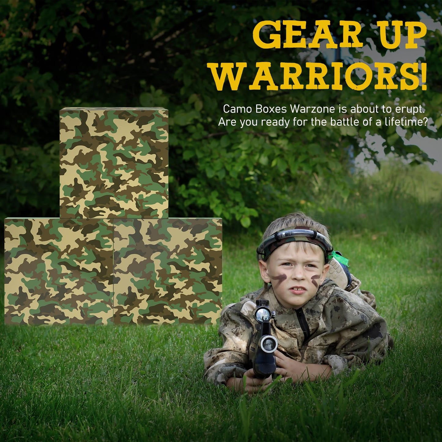 Fjoron 6 PCS Camo Boxes Decor Camo Birthday Party Decor Box Camouflage Photo Booth Props for Military Party Jungle Party Boys Birthday Party Decor Supplies