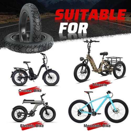 MEGHNA Fat Bike Tire 20 x 4.0 inch Electric Bike Fat Tire 20 inch Deep Arrow Grooves Foldable Replacement All Terrain Tire for Fat Snow E-Bike, Black, 20 inch-2 Pack, with Inner Tubes