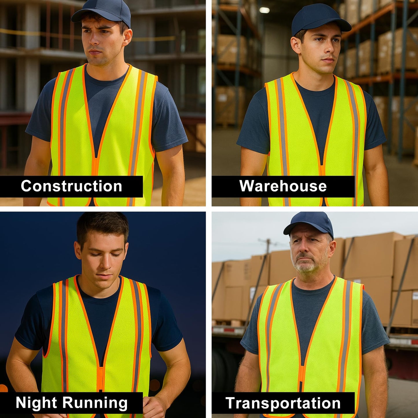 Meiosuns Reflective High Visibility Safety Vest for Men Women Class 2 Hi Vis Breathable Mesh Vests Neon Safety Jacket with Elastic Band for Construction Work Meets ANSI/ISEA Standards (Yellow, XL-3XL)