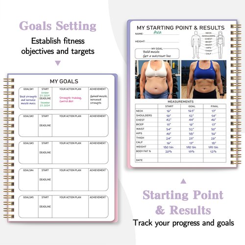 DOURA Workout Journal for Women, Fitness Journal, Workout Log Book Planner for Tracking, Progress and Achieving Your Wellness Goals-PUrple Gradient, A5 (5.6" x 8")