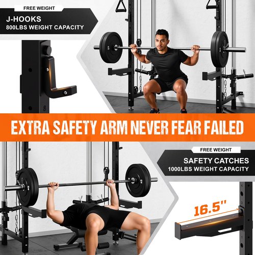 Goimu WM3-V4 Folding Squat Rack, Wall Mounted Power Rack with Dual Independent Pulley System, Functional Trainer with 5 Adjustable Function Modes for Space Saving Home Gym (WM3 Folding Cage, Black)