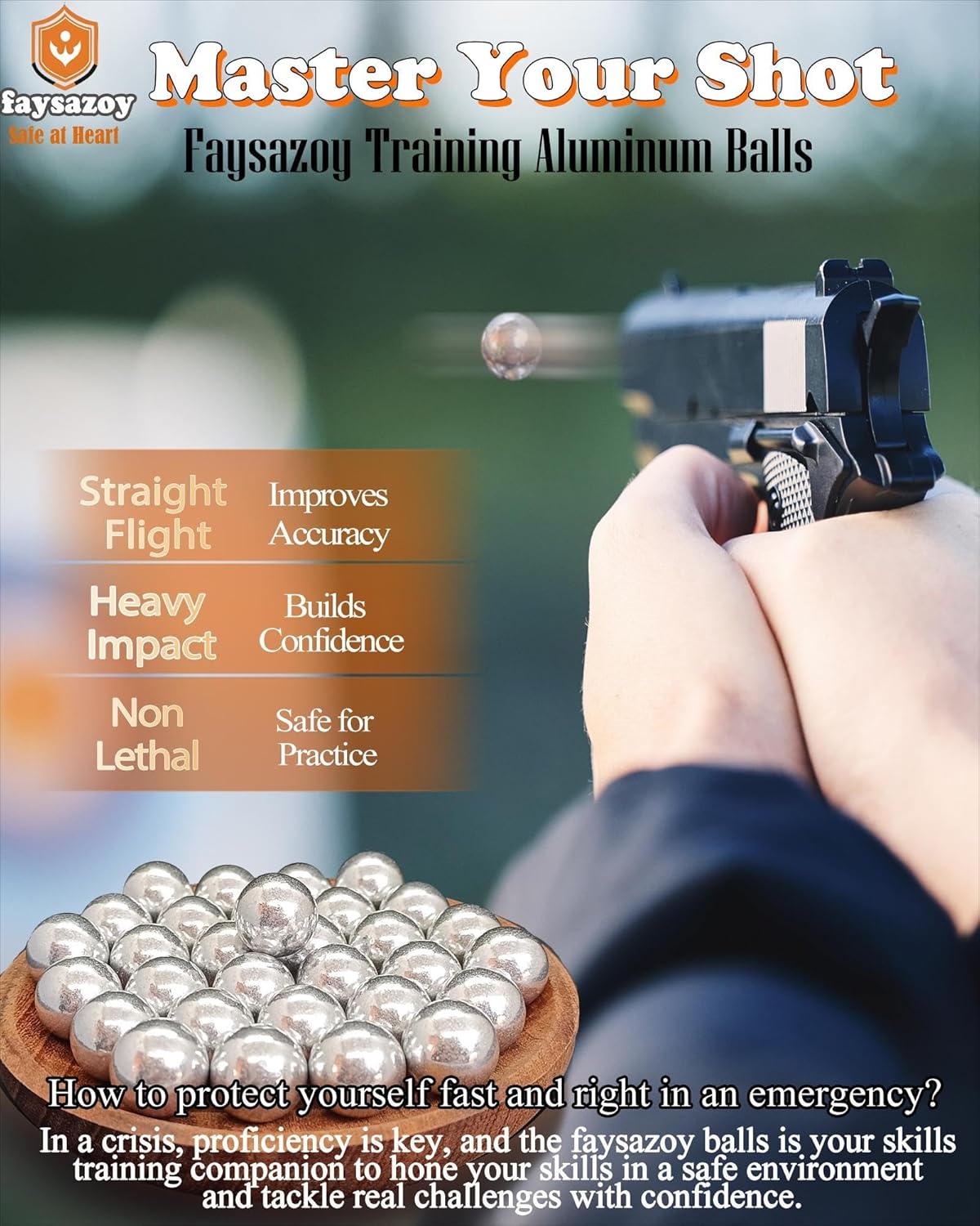 .50 Caliber Aluminum Balls for Self Defense & Training, Seamless Fit for Umarex T4E TR50/HDR50, Non-Lethal Reusable Projectiles with Penetration