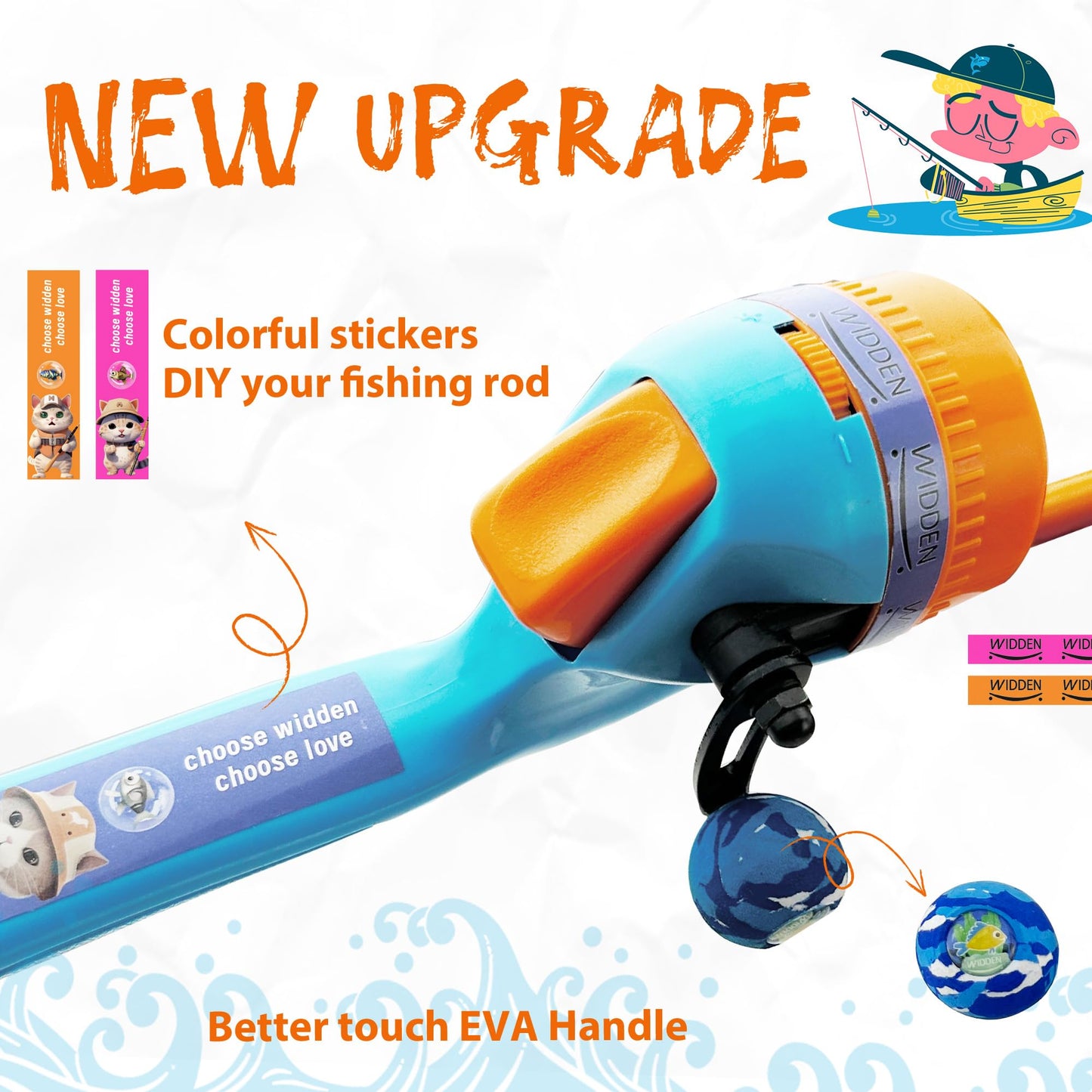 WIDDEN Kids Fishing Pole, Telescopic Fishing Rod, Toddler Collapsible Fishing Rod and Reel Combo with Tackle Box, Fishing Line, Bobber, and Soft Lures for Boy, Girl, Youth, Beginner, Over 3 Years Old