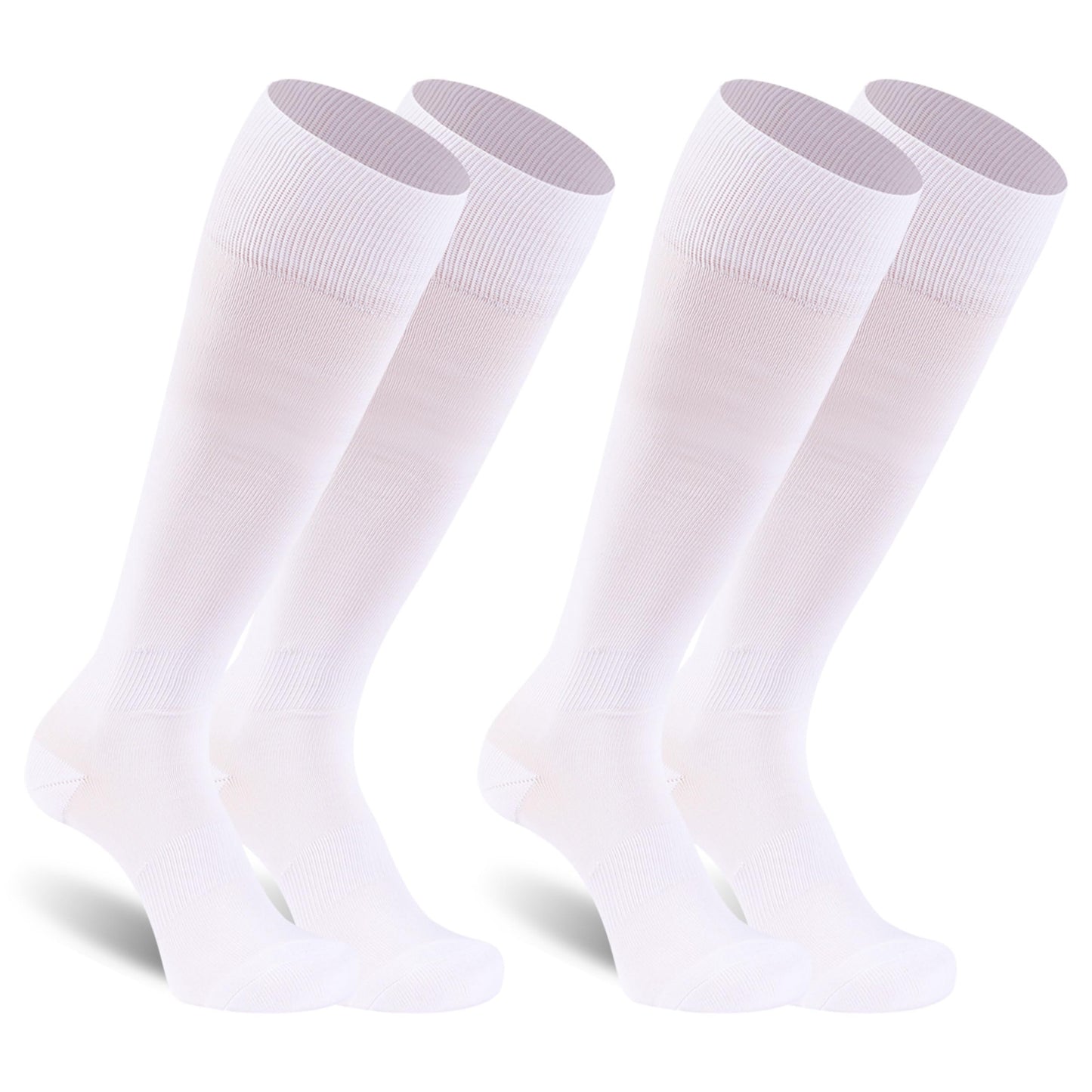 Dsource 2 Pairs Football Socks, Unisex Knee High Socks for Men, Youth Softball Socks Sport Soccer Baseball Rugby Team Tube Socks White XL