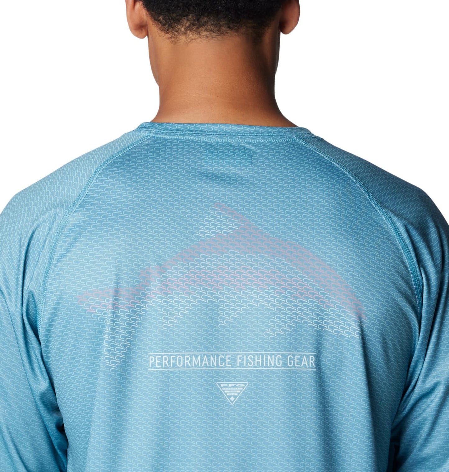Columbia Men's Super Terminal Tackle PFG Super Fade Long Sleeve, Canyon Blue/Fish Hooks Super Fade, X-Large